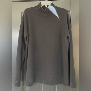 Garnet Hill Cashmere Black Half-Zip Blue neck Sweater